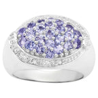 Tanzanite Ring With White Topaz 1.61 Carats Sterling Silver