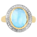 Blue Topaz Ring 6.68 Carats Gold Plated Silver