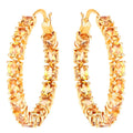 Citrine Hoop Earrings 4.78 Carats Gold Plated Silver