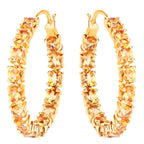 Citrine Hoop Earrings 4.78 Carats Gold Plated Silver