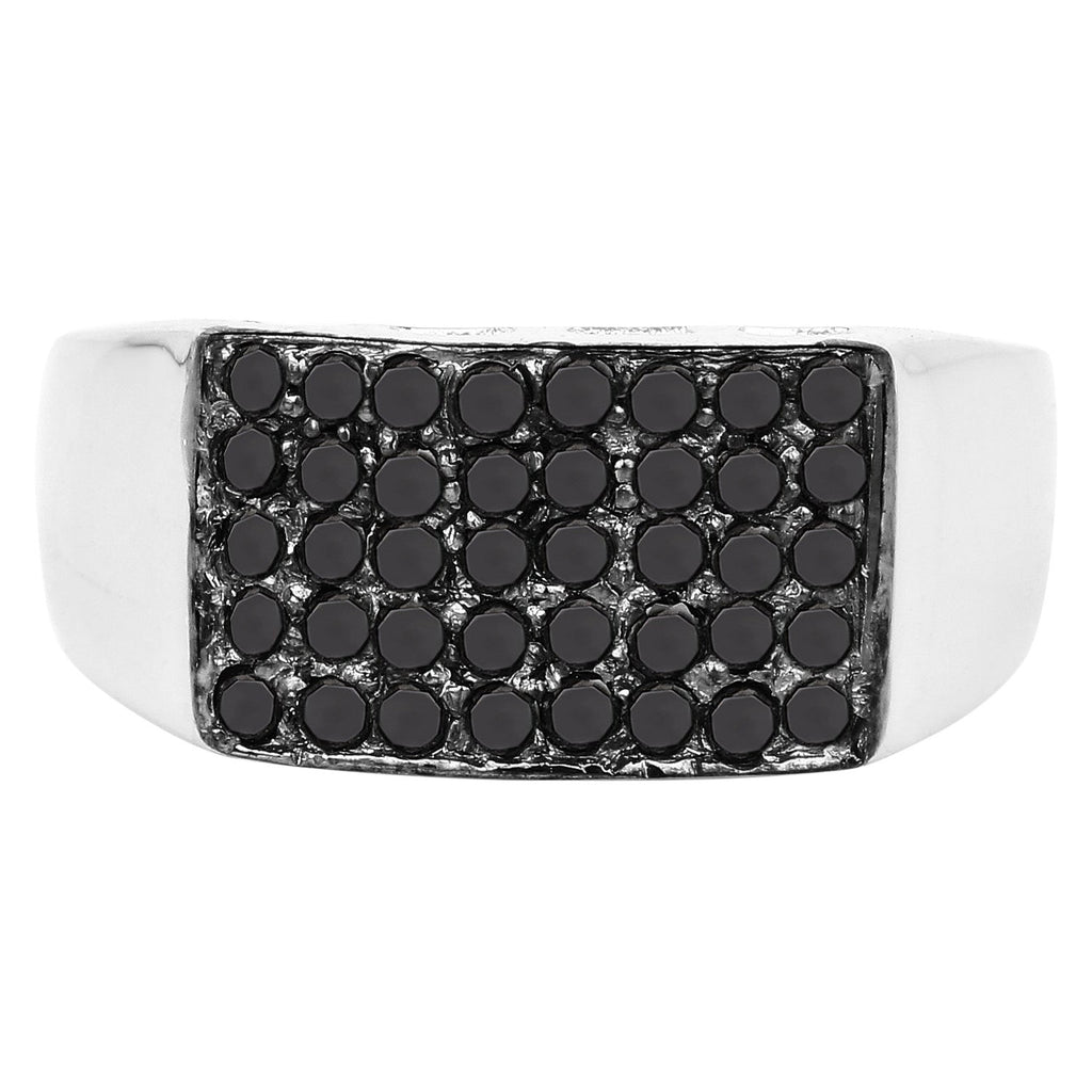 Black Diamond Ring 0.42 Carats Sterling Silver