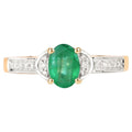 Zambian Emerald Ring With Diamonds 0.79 Carats 14K Yellow Gold