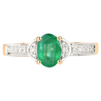 Zambian Emerald Ring With Diamonds 0.79 Carats 14K Yellow Gold