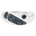 Blue Diamond Ring 0.28 Carats Sterling Silver