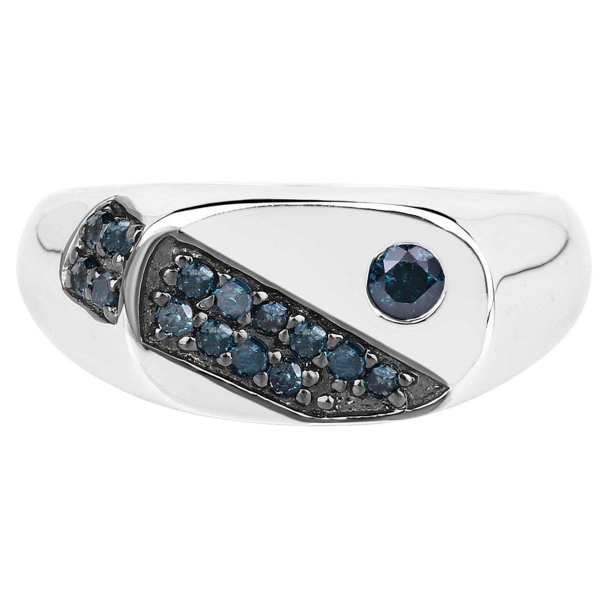 Blue Diamond Ring 0.28 Carats Sterling Silver