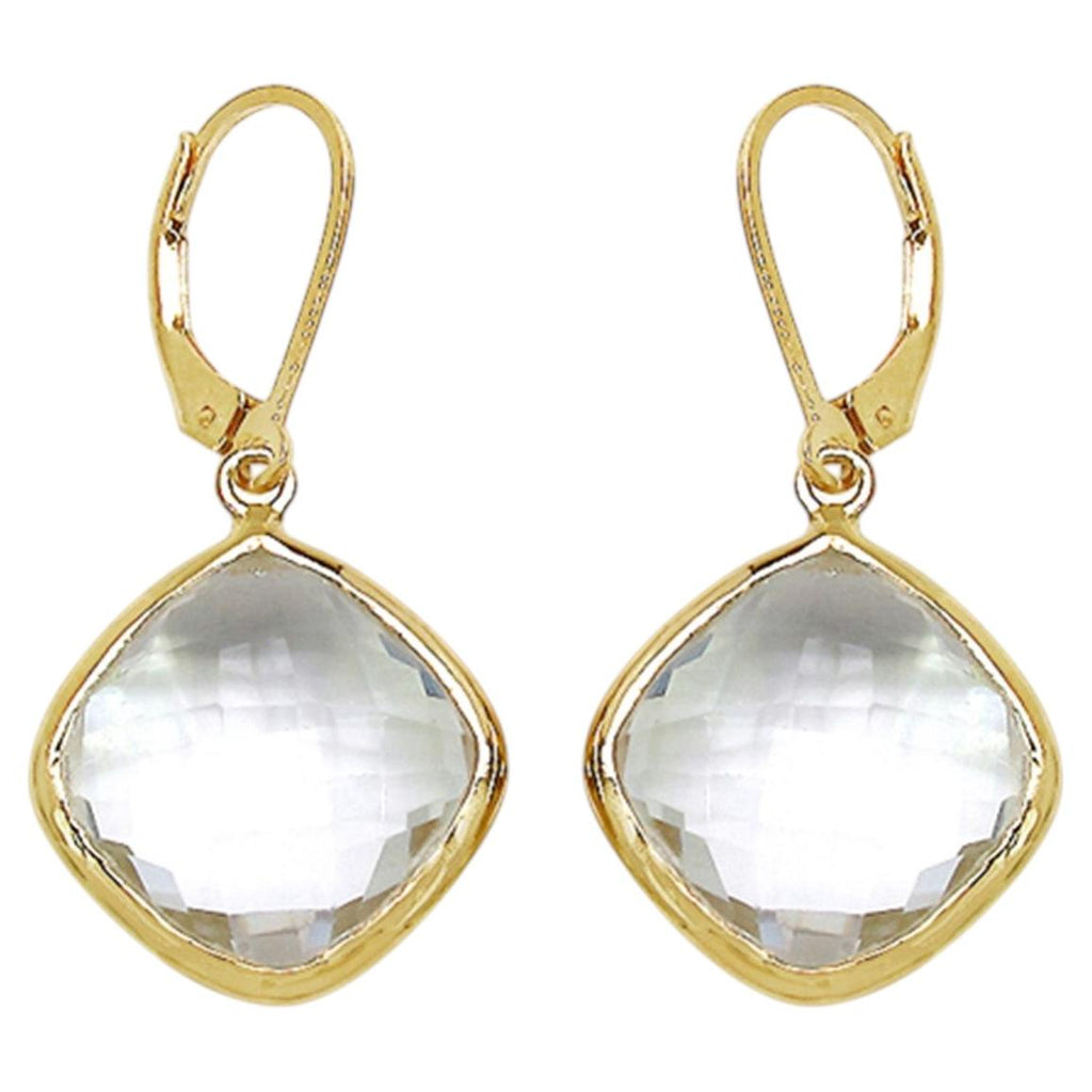 Crystal Quartz Earrings 21.6 Carats Gold Plated Silver