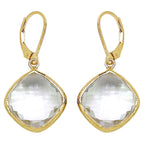 Crystal Quartz Earrings 21.6 Carats Gold Plated Silver