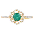 Zambian Emerald Ring With Diamonds 0.52 Carats 14K Yellow Gold