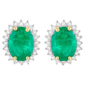 Zambian Emerald Earrings Diamonds 2.65 Carats 14K Yellow Gold
