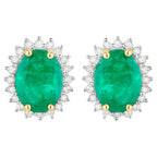 Zambian Emerald Earrings Diamonds 2.65 Carats 14K Yellow Gold