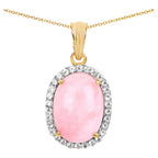 Pink Opal Pendant With White Topaz 11.7 Carats Gold Plated Silver