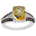 Citrine Ring With Multicolor Diamonds 2.8 Carats Sterling Silver