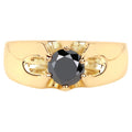 Black Diamond Ring 0.98 Carats Gold Plated Silver
