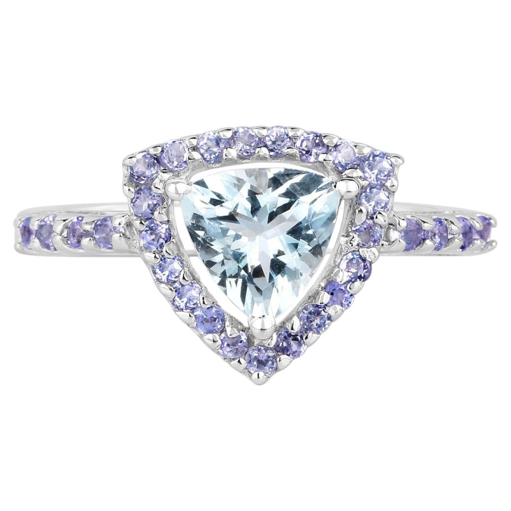 Aquamarine Ring With Tanzanite 1.36 Carats Sterling Silver