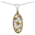 Yellow Diamond Flower Pendant 0.21 Carats Sterling Silver