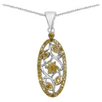 Yellow Diamond Flower Pendant 0.21 Carats Sterling Silver