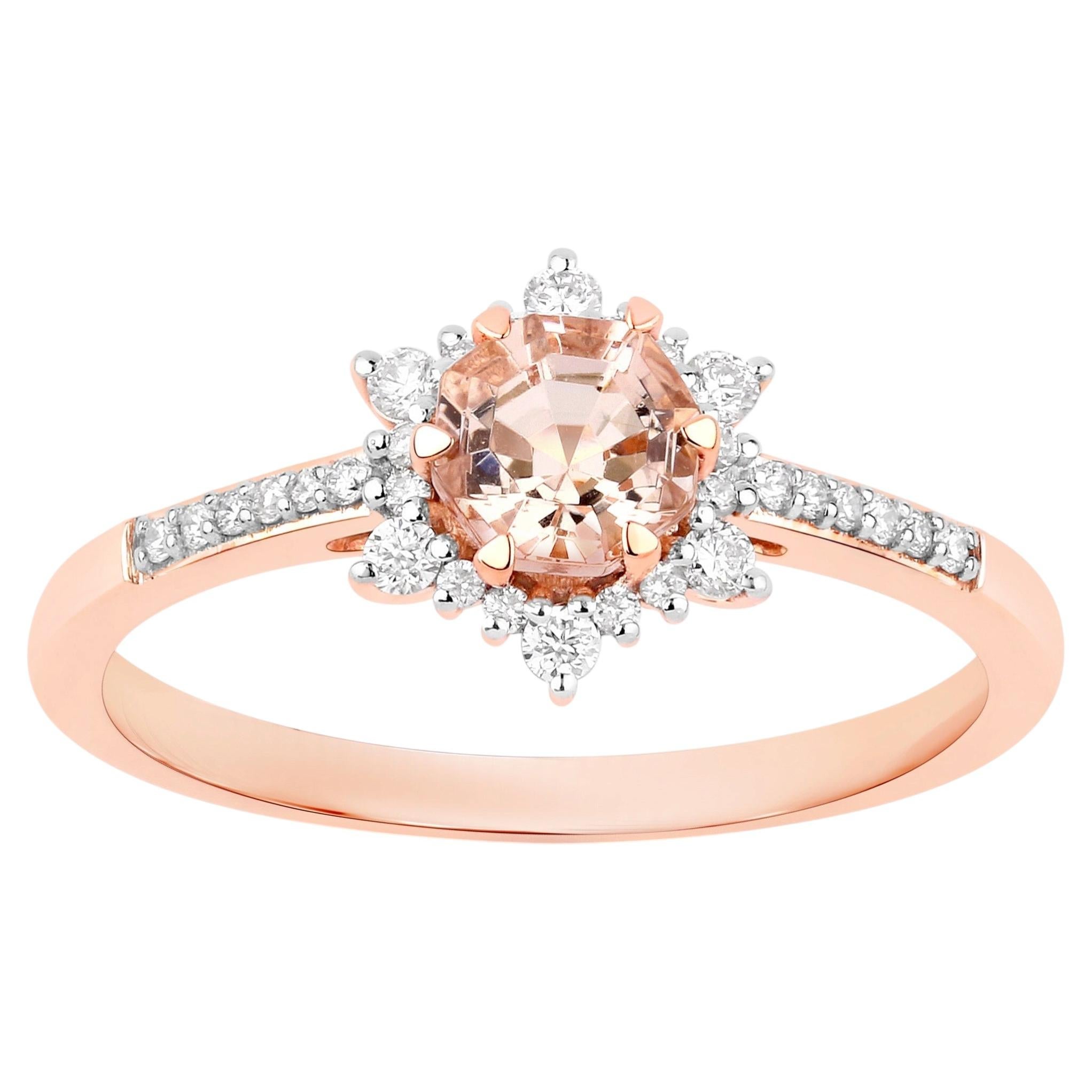 Morganite Ring With Diamonds 0.67 Carats 14K Rose Gold