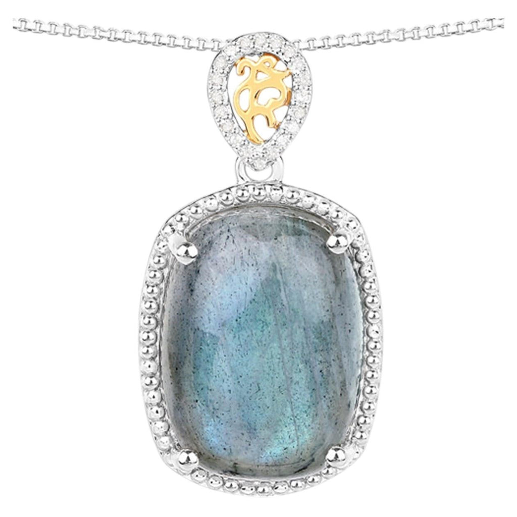 Labradorite Pendant With Diamonds 11 Carats Sterling Silver