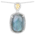 Labradorite Pendant With Diamonds 11 Carats Sterling Silver