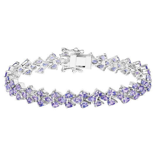 Tanzanite Bracelet 12 Carats Rhodium Plated Silver