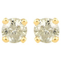 Diamond Stud Earrings 0.9 Carats 14K Yellow Gold