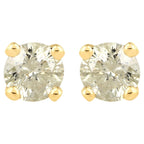 Diamond Stud Earrings 0.9 Carats 14K Yellow Gold