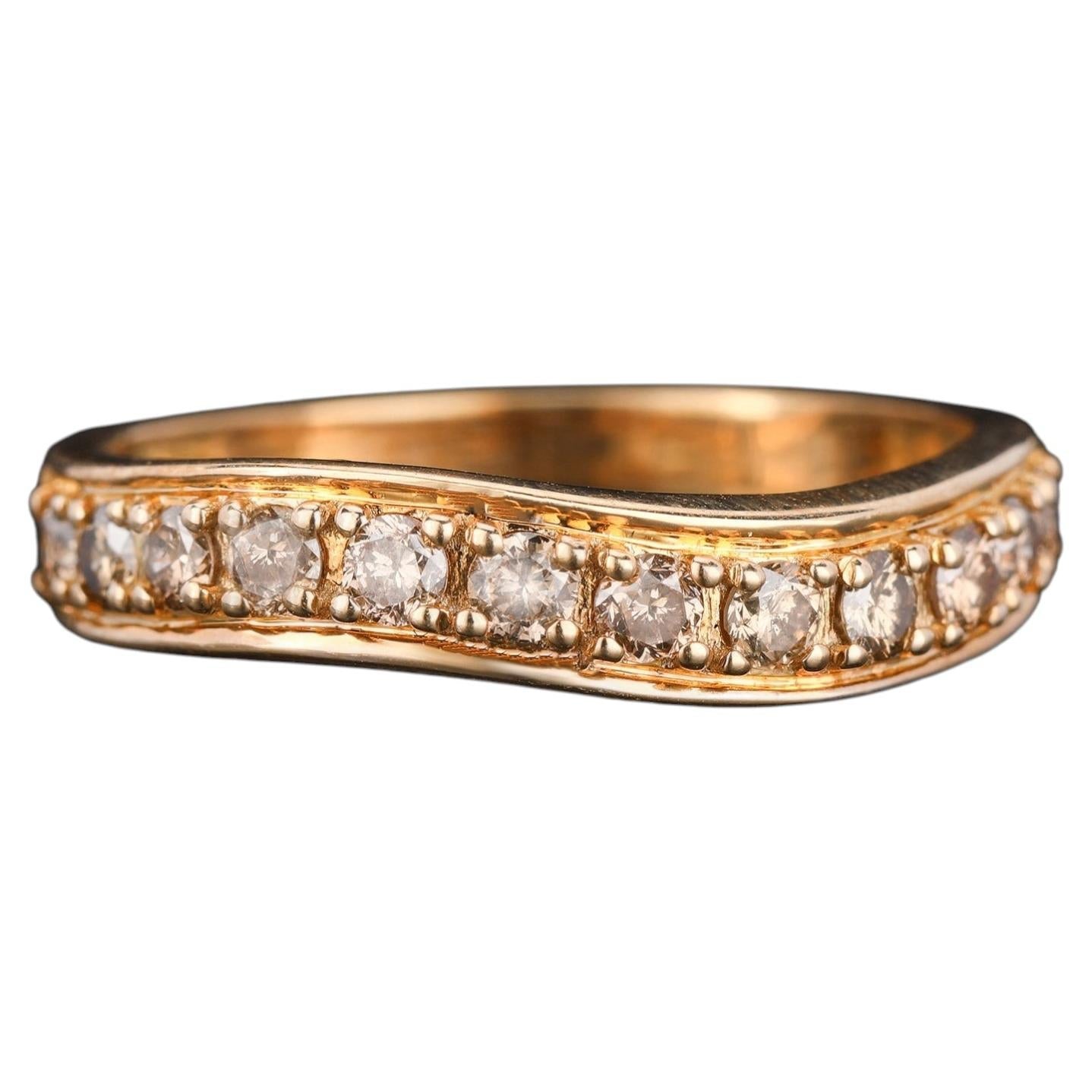Champagne Diamond Ring 0.53 Carats 9K Yellow Gold