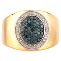 Blue Diamond Ring With White Diamonds 0.40 Carats Gold Plated Silver