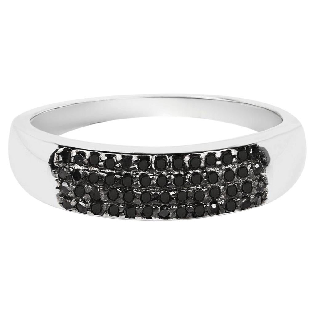 Black Diamond Ring 0.2 Carats Sterling Silver