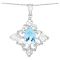 Swiss Blue Topaz Pendant 6.08 Carats Sterling Silver