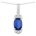 Blue Sapphire Pendant With Diamonds 2.42 Carats 18K White Gold