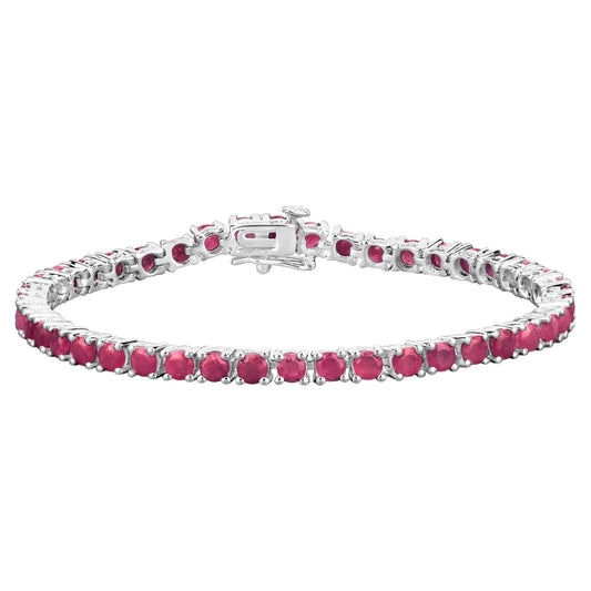Ruby Bracelet 8.78 Carats Sterling Silver