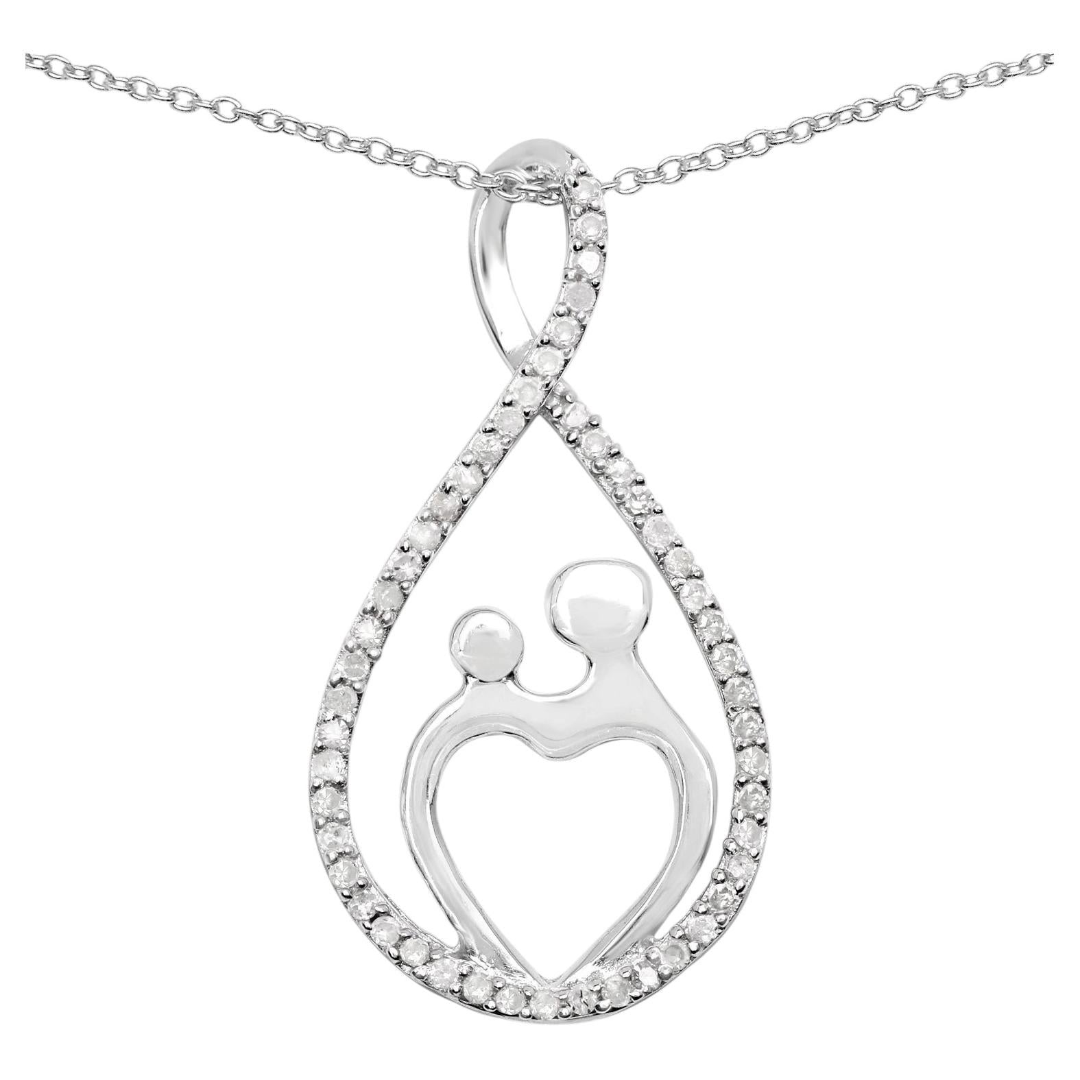 Diamond Pendant 0.32 Carats Sterling Silver
