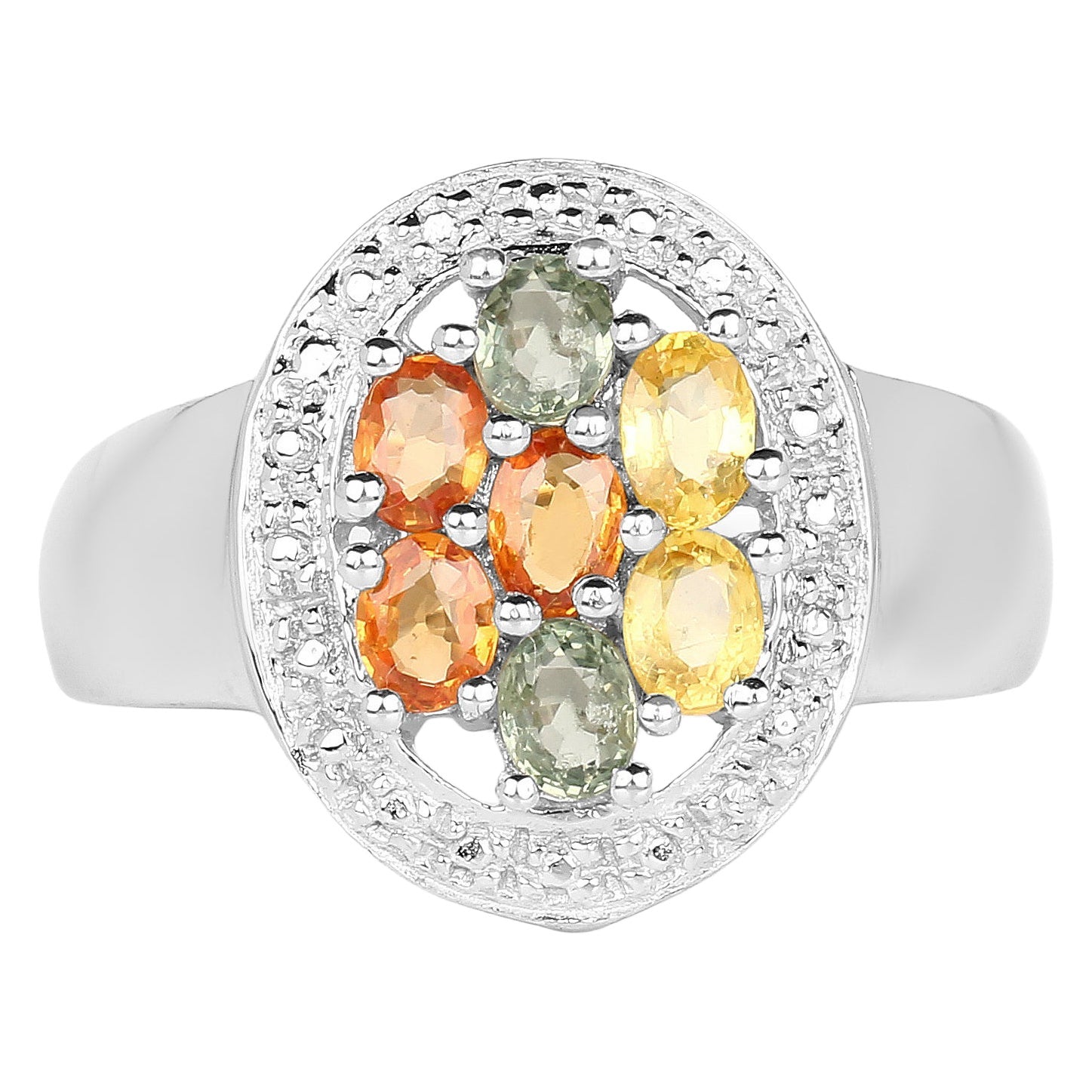 Multicolor Sapphire Ring 1.46 Carats Sterling Silver