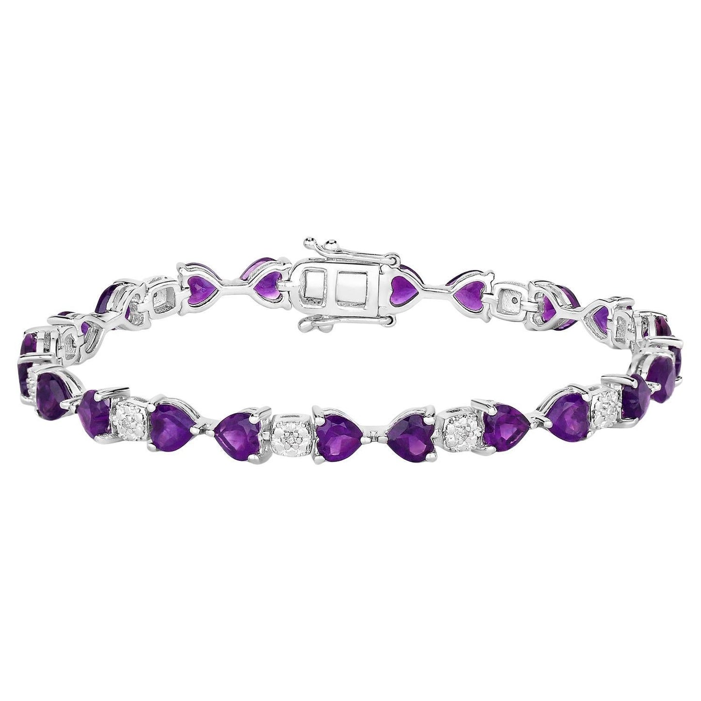 Amethyst Tennis Bracelet White Diamonds 9.5 Carats Sterling Silver