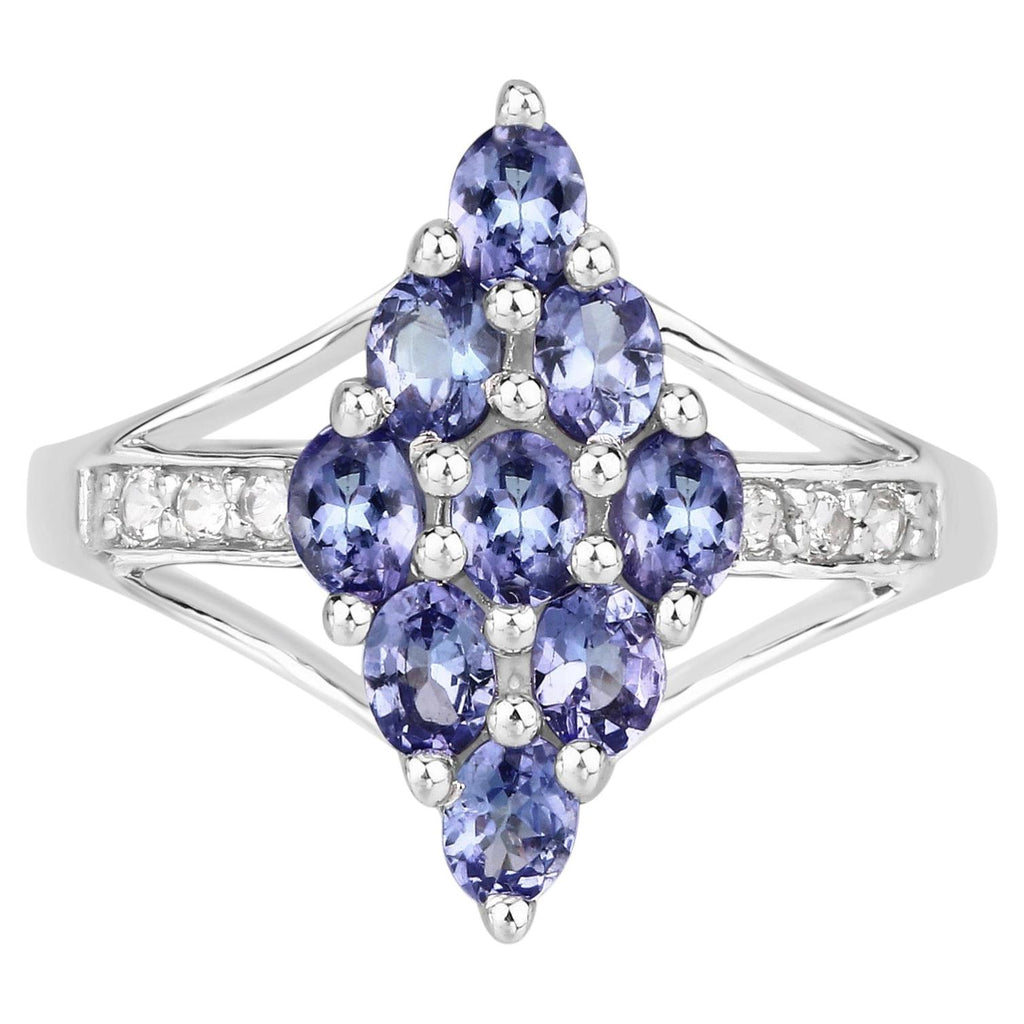 Tanzanite Ring With White Topaz 1.68 Carats Sterling Silver