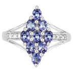 Tanzanite Ring With White Topaz 1.68 Carats Sterling Silver