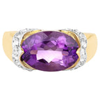 Amethyst Ring With White Topaz 4.92 Carats Gold Plated Silver