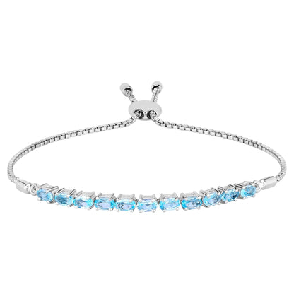 Blue Topaz Bracelet 2.74 Carats Sterling Silver