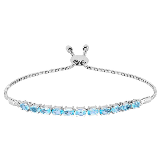 Blue Topaz Bracelet 2.74 Carats Sterling Silver