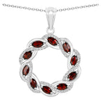 Garnet Pendant With White Topaz 2.3 Carats Sterling Silver