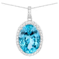 Aquamarine Pendant With Diamonds 9.56 Carats 14K White Gold