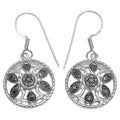 Blue Diamond Flower Earrings 0.12 Carats Sterling Silver