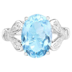 Swiss Blue Topaz Ring With White Topaz 7.26 Carats Sterling Silver