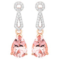 Morganite Drop Earrings Diamond Settings 3.6 Carats Total 14K Gold
