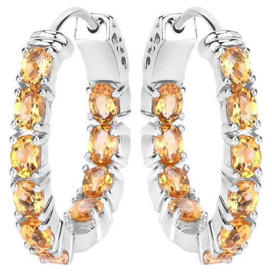 Citrine Earrings 3.18 Carats Sterling Silver