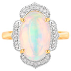 Ethiopian Opal Ring Diamonds 4.1 Carats 14K Yellow Gold