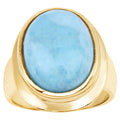 Larimar Ring 9.08 Carats Gold Plated Silver