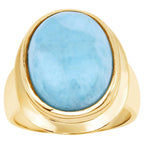 Larimar Ring 9.08 Carats Gold Plated Silver