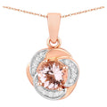Morganite Flower Pendant With Diamonds 0.74 Carats 14K Rose Gold